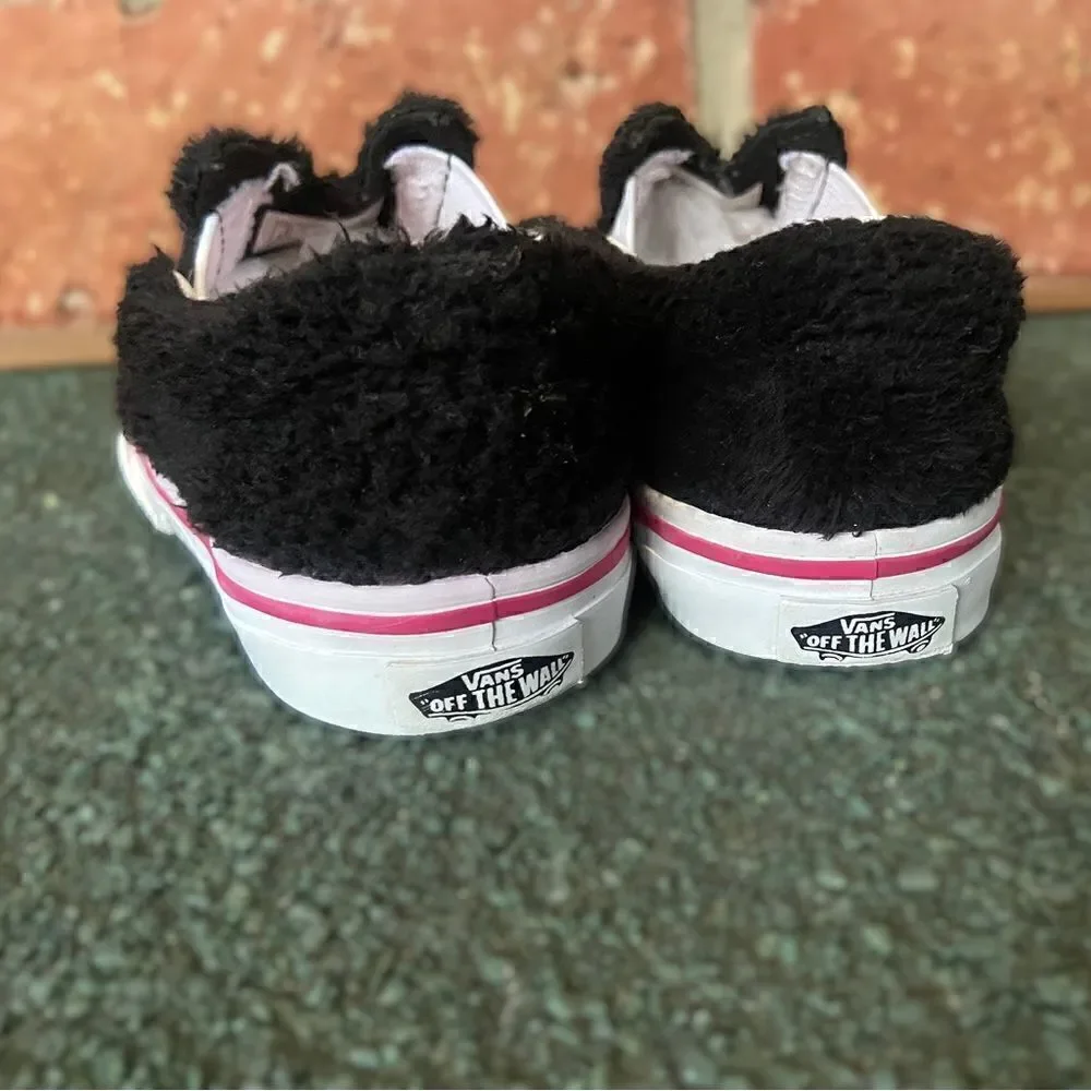 VANS Slip On Infant Baby Toddler Friend Party Furry Black Shoes size 5